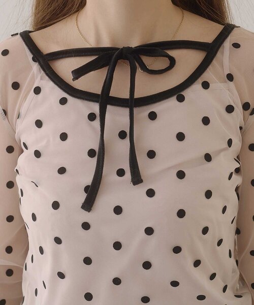 Belle Charme(ベルシャルム)の「【Belle Charme】Dot Sheer Tops(Tシャツ/カットソー・レディース・ベージュ/ブラック・FREE)」の9枚目の写真