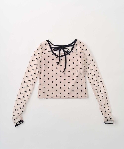 Belle Charme(ベルシャルム)の「【Belle Charme】Dot Sheer Tops(Tシャツ/カットソー・レディース・ベージュ/ブラック・FREE)」の12枚目の写真