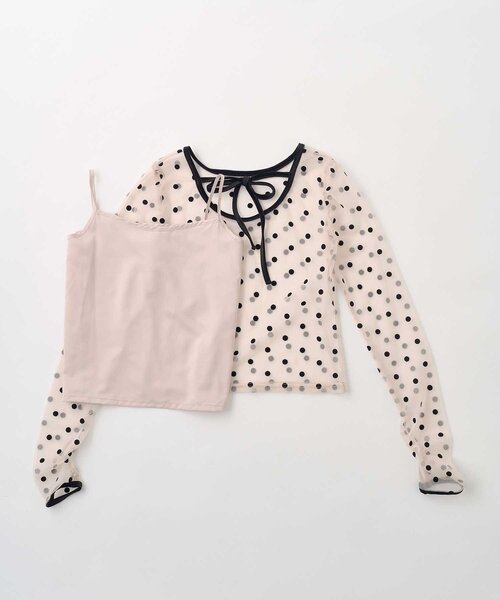 Belle Charme(ベルシャルム)の「【Belle Charme】Dot Sheer Tops(Tシャツ/カットソー・レディース・ベージュ/ブラック・FREE)」の13枚目の写真