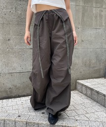 ガーターウエスト ナイロンワイドパンツ