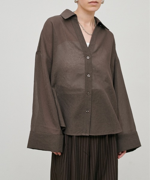 LARUTA(ラルータ)の「【LARUTA】シアースキッパーマルチWAYシャツ(シャツ/ブラウス・レディース・その他1/その他3/その他2/ブラウン・FREE)」の6枚目の写真