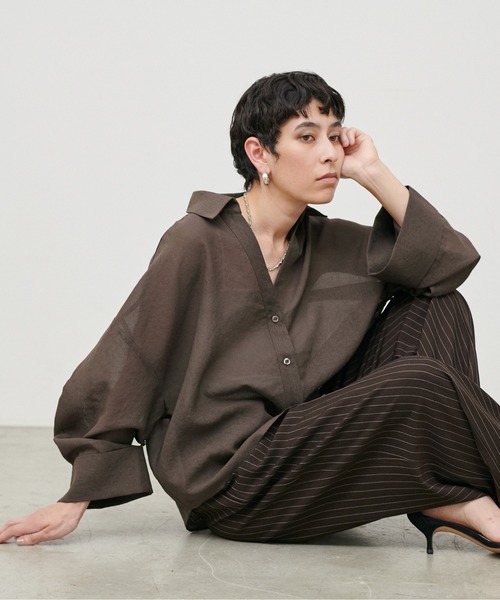 LARUTA(ラルータ)の「【LARUTA】シアースキッパーマルチWAYシャツ(シャツ/ブラウス・レディース・その他1/その他3/その他2/ブラウン・FREE)」の5枚目の写真