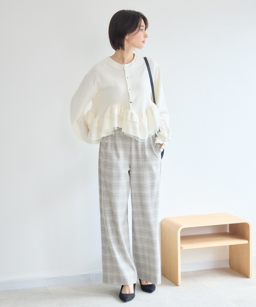 Pillini（ピリーニ）の「2WAY裾フリルTOPS（Tシャツ/カットソー・レディース・アイボリー/ブラック・FREE）」の3枚目の写真