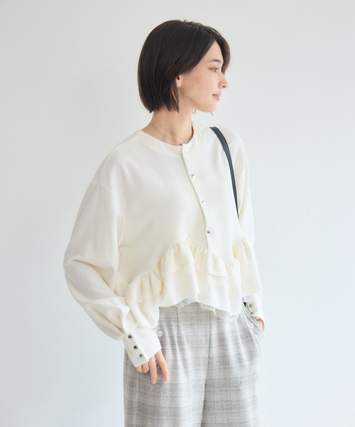 Pillini（ピリーニ）の「2WAY裾フリルTOPS（Tシャツ/カットソー・レディース・アイボリー/ブラック・FREE）」の5枚目の写真