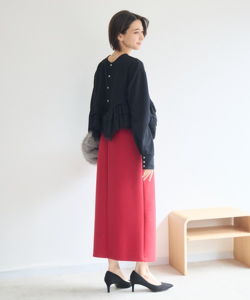 Pillini（ピリーニ）の「2WAY裾フリルTOPS（Tシャツ/カットソー・レディース・アイボリー/ブラック・FREE）」の9枚目の写真