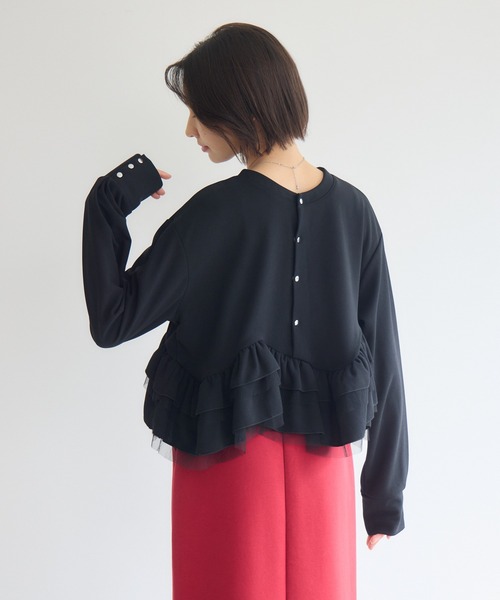 Pillini（ピリーニ）の「2WAY裾フリルTOPS（Tシャツ/カットソー・レディース・アイボリー/ブラック・FREE）」の14枚目の写真