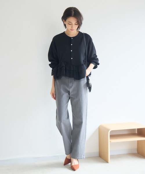 Pillini（ピリーニ）の「2WAY裾フリルTOPS（Tシャツ/カットソー・レディース・アイボリー/ブラック・FREE）」の21枚目の写真
