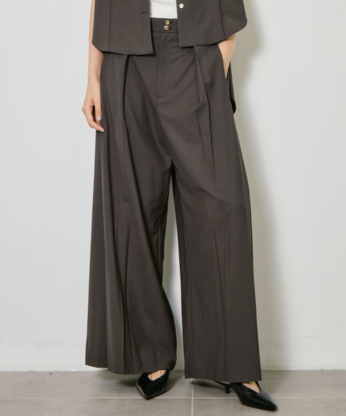 CITY TOKYO(シティトウキョウ)の「【CITY TOKYO/シティートウキョウ】Super120 Tropical Trousers/トロピカルトラウザーズ(スラックス・レディース・ネイビー/ブラウン/ダークグレー・1/2/3)」の1枚目の写真