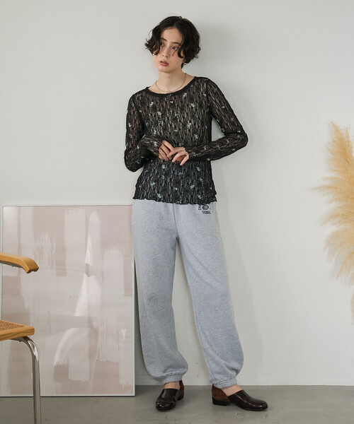 FREAK'S STORE（フリークスストア）の「ストレッチレース フラワーカットソー/シアーカットソー（Tシャツ/カットソー・レディース・ブラック/オフホワイト・ﾌﾘ-）」の4枚目の写真
