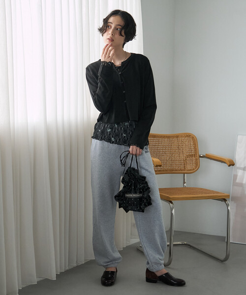 FREAK'S STORE（フリークスストア）の「ストレッチレース フラワーカットソー/シアーカットソー（Tシャツ/カットソー・レディース・ブラック/オフホワイト・ﾌﾘ-）」の16枚目の写真