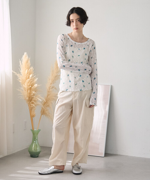 FREAK'S STORE（フリークスストア）の「ストレッチレース フラワーカットソー/シアーカットソー（Tシャツ/カットソー・レディース・ブラック/オフホワイト・ﾌﾘ-）」の20枚目の写真