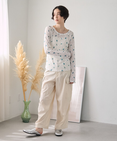 FREAK'S STORE（フリークスストア）の「ストレッチレース フラワーカットソー/シアーカットソー（Tシャツ/カットソー・レディース・ブラック/オフホワイト・ﾌﾘ-）」の21枚目の写真