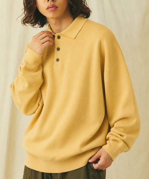限定展開 Relax Fit リラックスフィット スウェットライク ポロカラーニット
