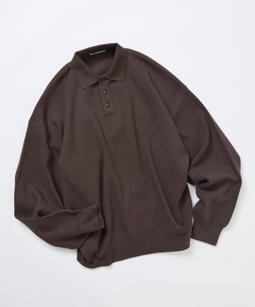 FREAK'S STORE(フリークスストア)の「限定展開 Relax Fit リラックスフィット スウェットライク ポロカラーニット(ニット/セーター・メンズ・ブラウン/チャコールグレー/ネイビー/ブラック/グレー/オリーブ・LARGE/MEDIUM)」の14枚目の写真