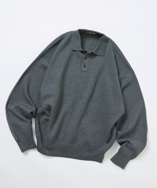 FREAK'S STORE(フリークスストア)の「限定展開 Relax Fit リラックスフィット スウェットライク ポロカラーニット(ニット/セーター・メンズ・ブラウン/チャコールグレー/ネイビー/ブラック/グレー/オリーブ・LARGE/MEDIUM)」の18枚目の写真