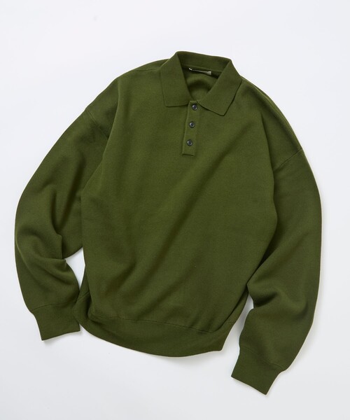 FREAK'S STORE(フリークスストア)の「限定展開 Relax Fit リラックスフィット スウェットライク ポロカラーニット(ニット/セーター・メンズ・ブラウン/チャコールグレー/ネイビー/ブラック/グレー/オリーブ・LARGE/MEDIUM)」の20枚目の写真