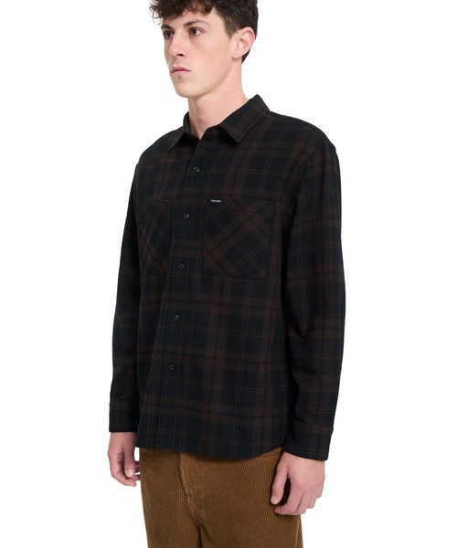 VOLCOM(ボルコム)の「VOLCOM メンズ HUNKSTONE LS 長袖シャツ 【2026年秋冬モデル】/ボルコム長袖チェックシャツ(シャツ/ブラウス・メンズ・ブラウン系その他/ブラック系その他・MEDIUM/LARGE/X-LARGE/SMALL)」の3枚目の写真