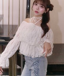 【Belle Charme】Rose Corsage Balloon Blouse