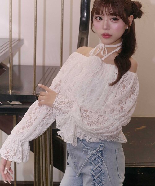 Belle Charme(ベルシャルム)の「【Belle Charme】Rose Corsage Balloon Blouse(シャツ/ブラウス・レディース・ピンク/ブラウン/オフホワイト・FREE)」の4枚目の写真