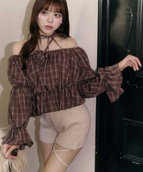 Belle Charme(ベルシャルム)の「【Belle Charme】Rose Corsage Balloon Blouse(シャツ/ブラウス・レディース・ピンク/ブラウン/オフホワイト・FREE)」の8枚目の写真
