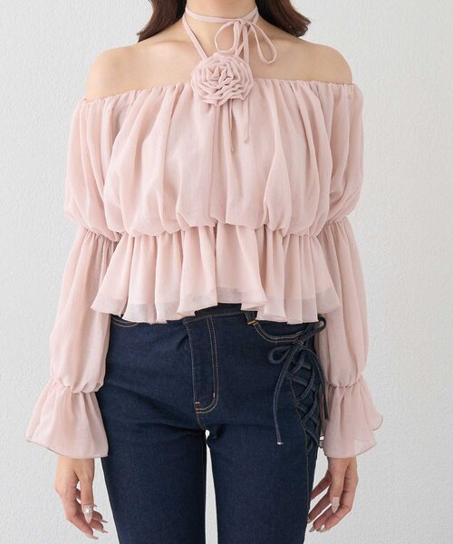 Belle Charme(ベルシャルム)の「【Belle Charme】Rose Corsage Balloon Blouse(シャツ/ブラウス・レディース・ピンク/ブラウン/オフホワイト・FREE)」の12枚目の写真