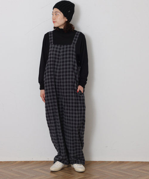 JOURNAL STANDARD LUXE(ジャーナルスタンダード ラックス)の「シャギーチェック フィッシャーオーバーオール(サロペット/オーバーオール・レディース・チャコールグレー・FREE)」の1枚目の写真