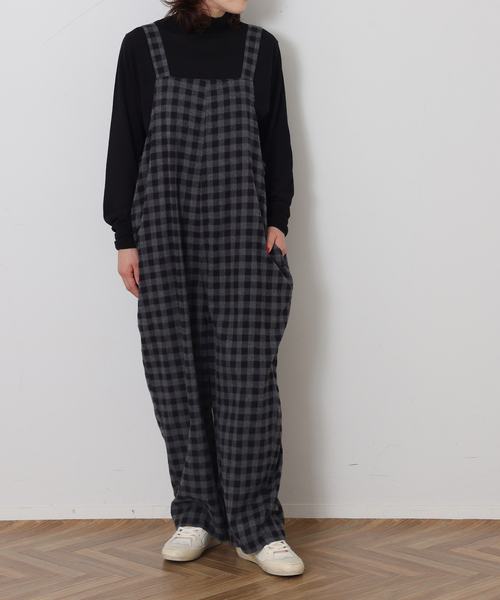 JOURNAL STANDARD LUXE(ジャーナルスタンダード ラックス)の「シャギーチェック フィッシャーオーバーオール(サロペット/オーバーオール・レディース・チャコールグレー・FREE)」の2枚目の写真