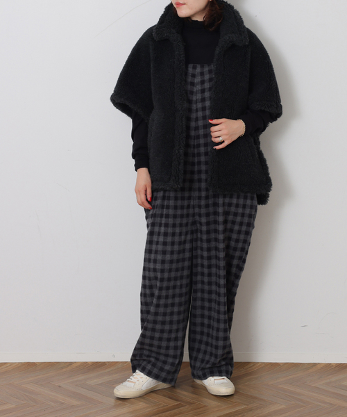 JOURNAL STANDARD LUXE(ジャーナルスタンダード ラックス)の「シャギーチェック フィッシャーオーバーオール(サロペット/オーバーオール・レディース・チャコールグレー・FREE)」の6枚目の写真