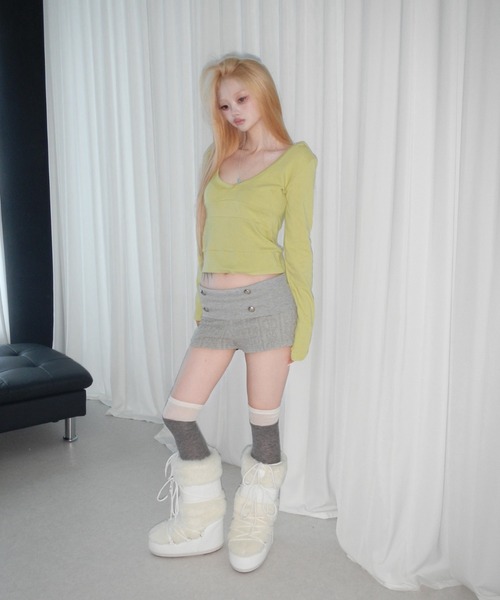 THEAIRTOWN(ジエアタウン)の「twist napoleon double shorts(その他パンツ・レディース・グレー/ブラック・FREE)」の3枚目の写真