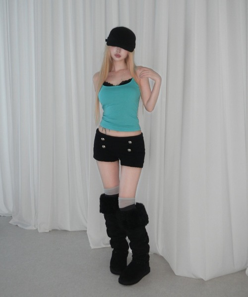 THEAIRTOWN(ジエアタウン)の「twist napoleon double shorts(その他パンツ・レディース・グレー/ブラック・FREE)」の5枚目の写真
