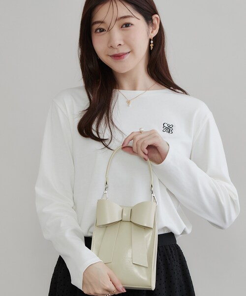 couture brooch(クチュールブローチ)の「2WAYリボンミニバッグ(ショルダーバッグ・レディース・ワインレッド/アイボリー/ブラック・00)」の1枚目の写真