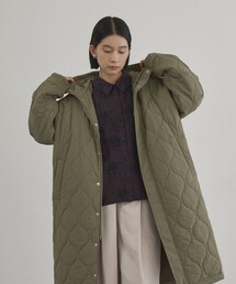 【新型登場◎】フード付き撥水キルティングロングコート