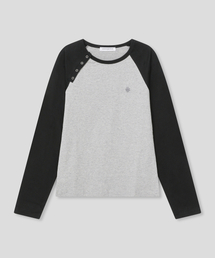 SLOW RECORD HOUSE（スローレコードハウス）の「ショルダー スナップ ラグラン ロングスリーブ_ブラック（Tシャツ/カットソー）」