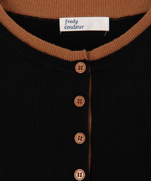 fredy couleur(フレディクルール)の「バイカラーヘンリーネックリブプルオーバーニット(ニット/セーター・レディース・ベージュ/ブラック/ラベンダー・M)」の12枚目の写真