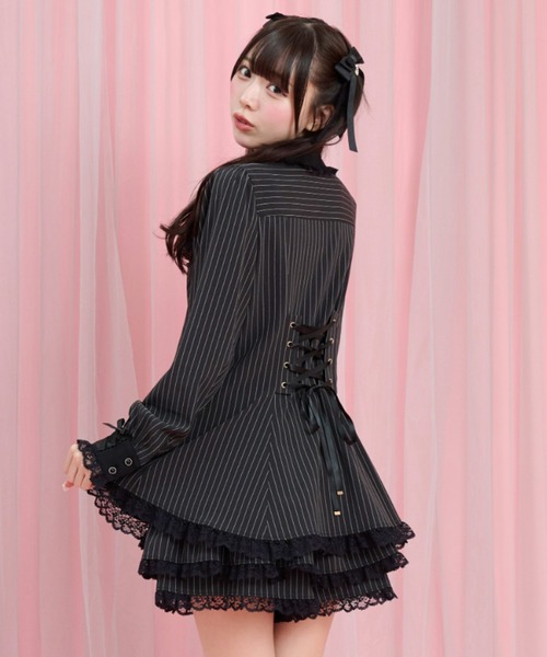 Secret Honey(シークレットハニー)の「ラッフルネクタイ長袖セットアップ(セットアップ・レディース・ブラック/ピンク/グレー・MEDIUM)」の10枚目の写真