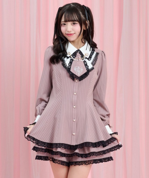 Secret Honey(シークレットハニー)の「ラッフルネクタイ長袖セットアップ(セットアップ・レディース・ブラック/ピンク/グレー・MEDIUM)」の18枚目の写真