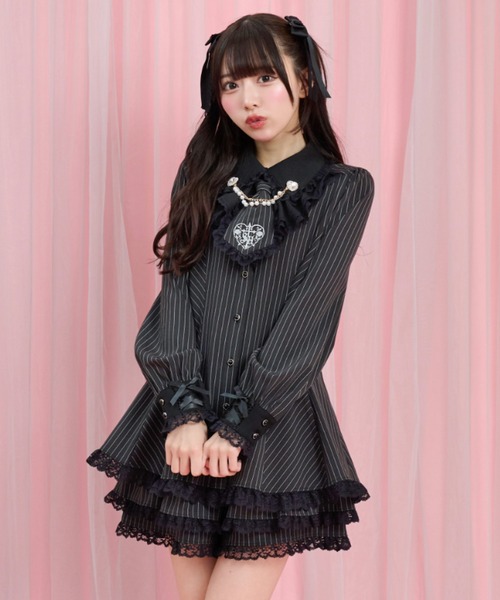 Secret Honey(シークレットハニー)の「ラッフルネクタイ長袖セットアップ(セットアップ・レディース・ブラック/ピンク/グレー・MEDIUM)」の9枚目の写真