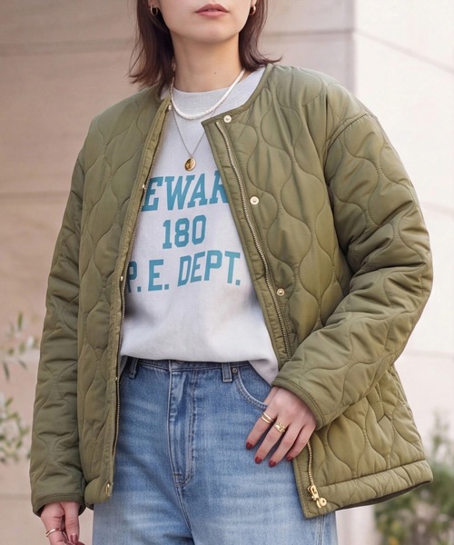SELECT LEVERY(セレクトリベリー)の「中綿キルティングノーカラーブルゾン(ブルゾン・レディース・カーキ/ブラック/ベージュ・FREE)」の3枚目の写真