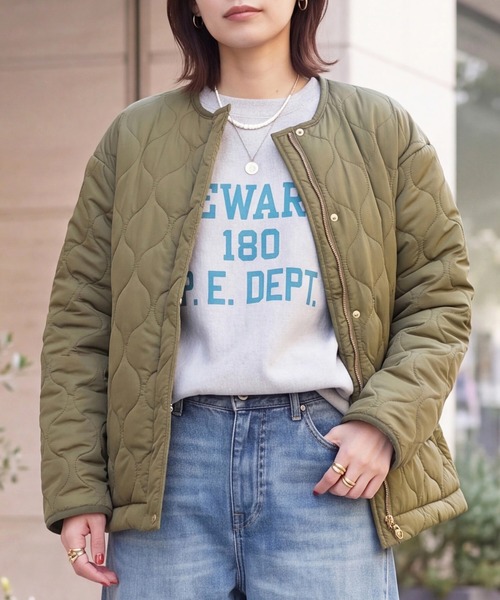 SELECT LEVERY(セレクトリベリー)の「中綿キルティングノーカラーブルゾン(ブルゾン・レディース・カーキ/ブラック/ベージュ・FREE)」の10枚目の写真
