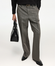 Wool Herringbone Flare Pants (Grey) TNPA6F107G2