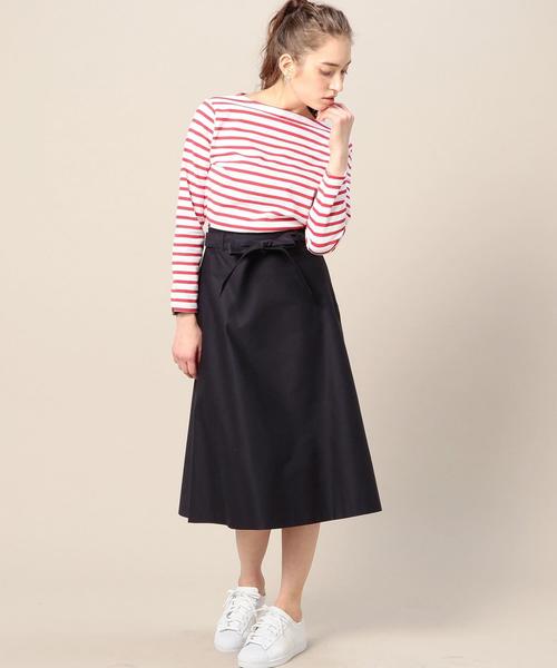 BEAUTY&YOUTH UNITED ARROWS（ビューティーアンドユースユナイテッドアローズ）の「BY コットンモールスキンフレアベルトスカート◆（スカート・レディース・ベージュ/ネイビー・SMALL/MEDIUM）」の6枚目の写真