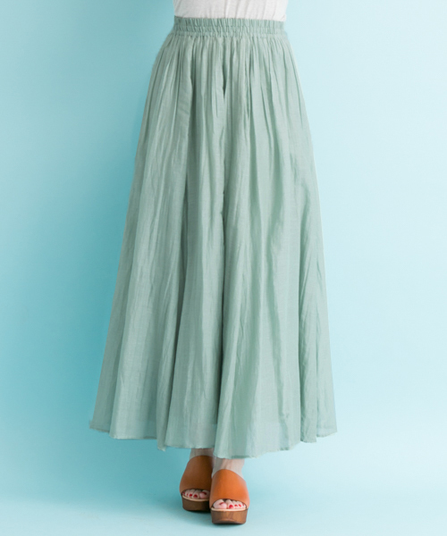 URBAN RESEARCH（アーバンリサーチ）の「UR コットンシルクギャザーマキシスカート（スカート・レディース・オレンジ/ライトグレー/ライトグリーン・FREE）」の6枚目の写真