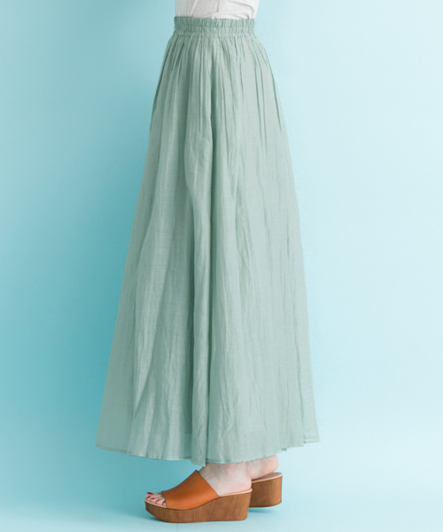 URBAN RESEARCH（アーバンリサーチ）の「UR コットンシルクギャザーマキシスカート（スカート・レディース・オレンジ/ライトグレー/ライトグリーン・FREE）」の7枚目の写真