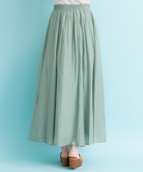 URBAN RESEARCH（アーバンリサーチ）の「UR コットンシルクギャザーマキシスカート（スカート・レディース・オレンジ/ライトグレー/ライトグリーン・FREE）」の8枚目の写真