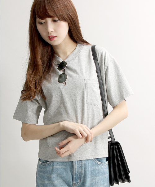 WEGO（ウィゴー）の「WEGO/コットンワイドハイネックTシャツ（Tシャツ/カットソー・レディース・杢グレー/オレンジ/ホワイト・FREE）」の3枚目の写真