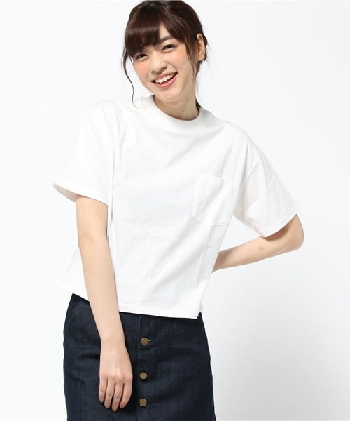 WEGO（ウィゴー）の「WEGO/コットンワイドハイネックTシャツ（Tシャツ/カットソー・レディース・杢グレー/オレンジ/ホワイト・FREE）」の12枚目の写真