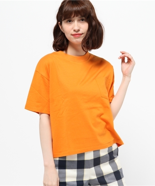 WEGO（ウィゴー）の「WEGO/コットンワイドハイネックTシャツ（Tシャツ/カットソー・レディース・杢グレー/オレンジ/ホワイト・FREE）」の14枚目の写真