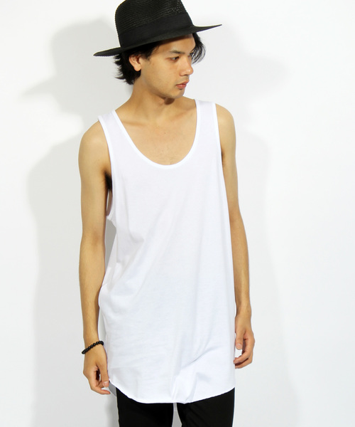 ８(eight)（エイト）の「国産ロング丈タンクトップ（タンクトップ・メンズ・グレー/ホワイト/ブラック・LARGE/MEDIUM/X-LARGE/SMALL）」の2枚目の写真