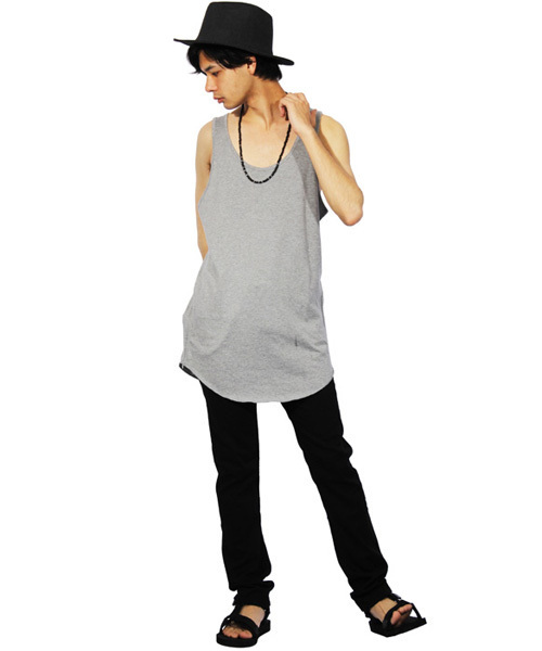 ８(eight)（エイト）の「国産ロング丈タンクトップ（タンクトップ・メンズ・グレー/ホワイト/ブラック・LARGE/MEDIUM/X-LARGE/SMALL）」の5枚目の写真