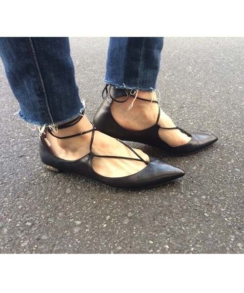 Deuxieme Classe（ドゥーズィエムクラス）の「AQUAZZURA レースアップフラットシューズ◆（その他シューズ・レディース・ブラック・38/36/37/35/39）」の6枚目の写真